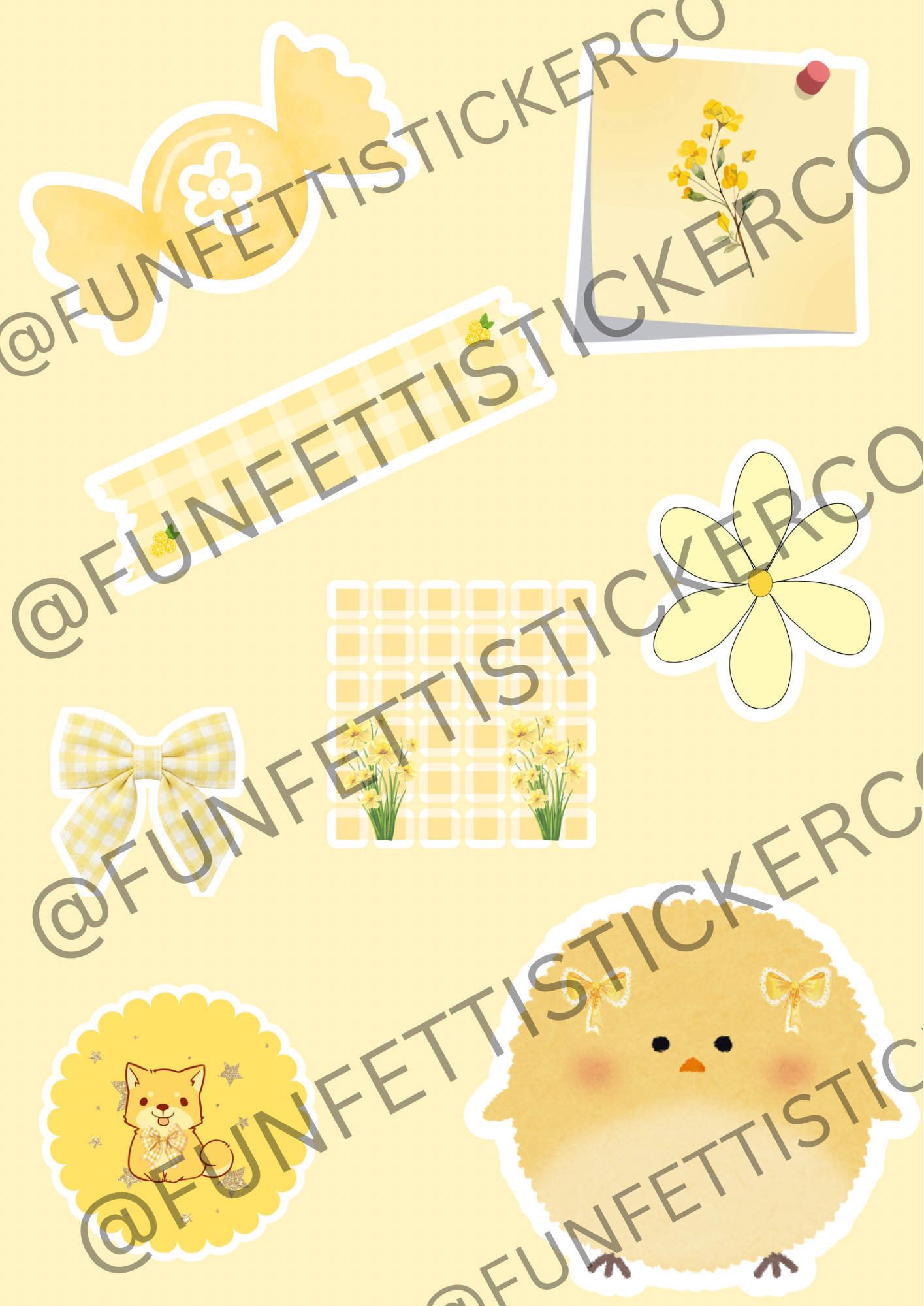 Yellow digital sticker sheet
