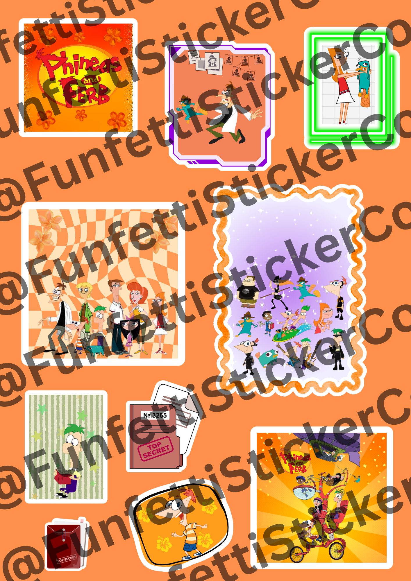 Digital Phineas & Ferb sticker sheet